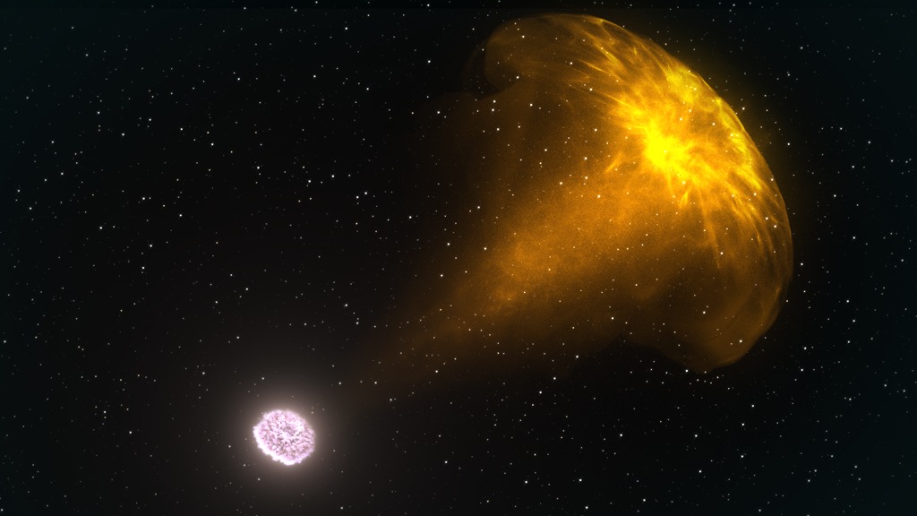 i resti dei getti di stelle di neutroni dopo che si sono fuse