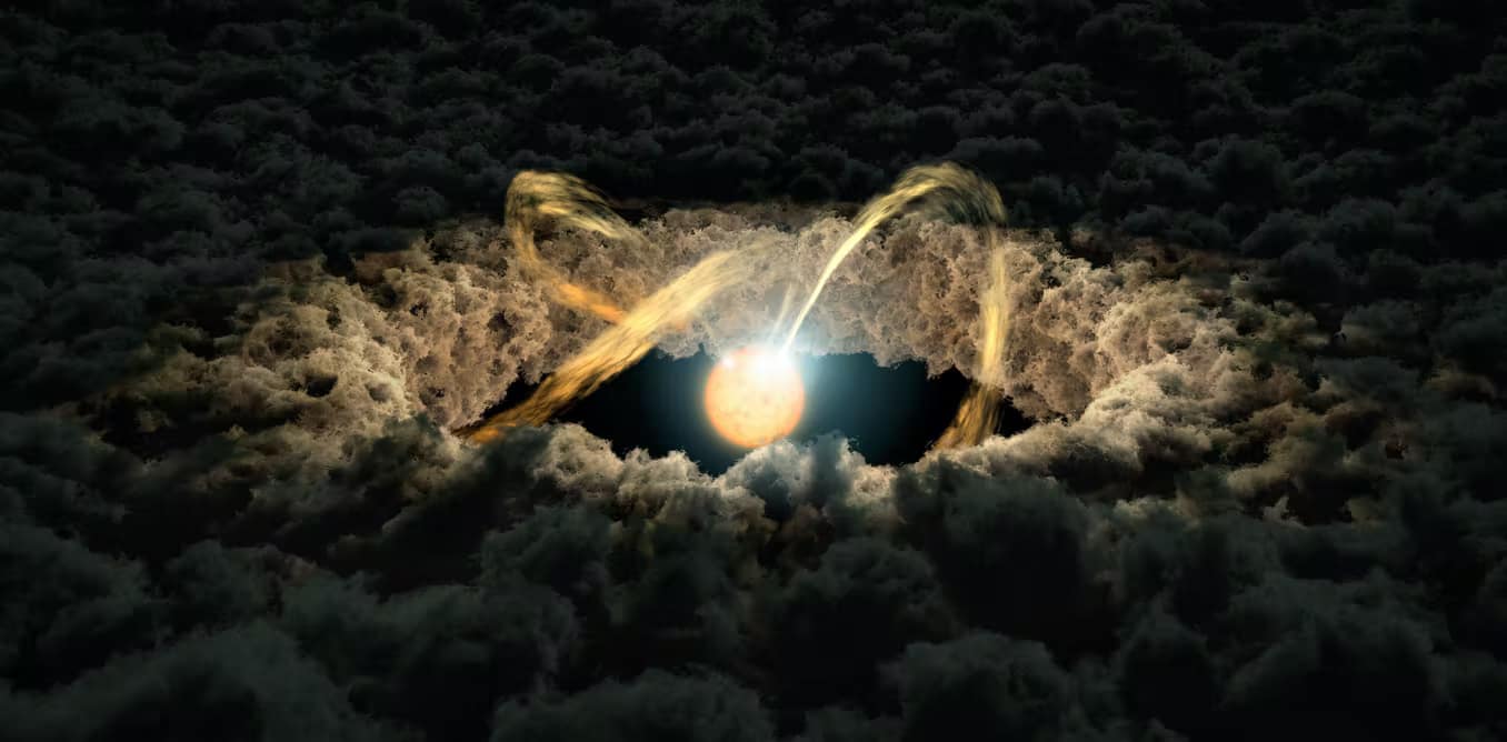 Illustrazione di una stella circondata da un disco protoplanetario