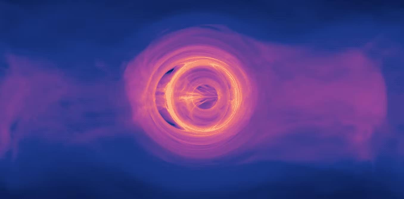 simulazione di una collisione di due buchi neri