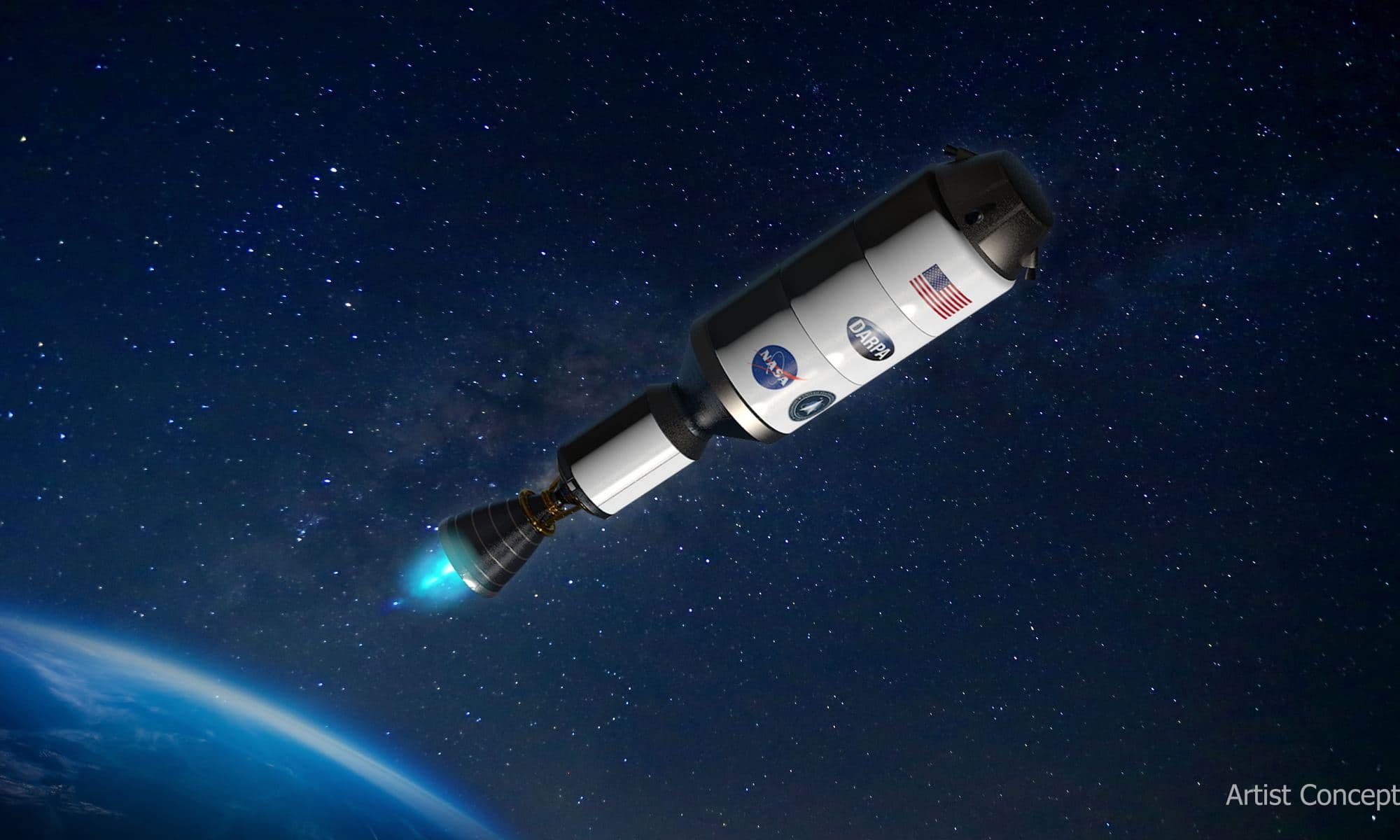 Concetto artistico di dimostrazione per il veicolo spaziale Rocket to Agile Cislunar Operations (DRACO).