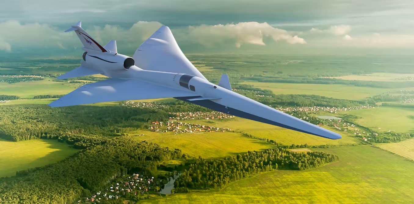 Rendering dell'X-59 in volo supersonico