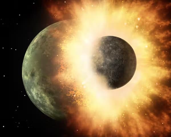 Illustrazione di una collisione interplanetaria. I ricercatori prevedono che la Terra potrebbe non sperimentarlo nei prossimi miliardi di anni. (NASA)
