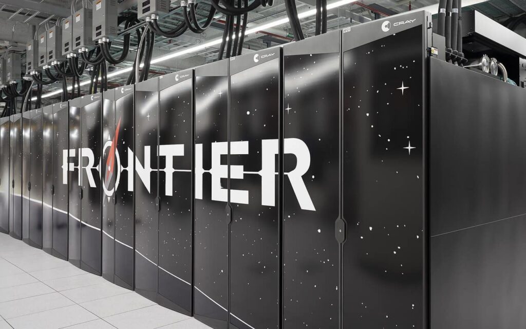 Una vista di Frontier, un supercomputer