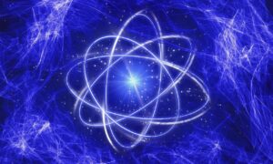 Atomo con elettroni in movimento